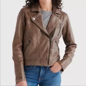 Lucky Brand distressed Leather Moto Jacket
